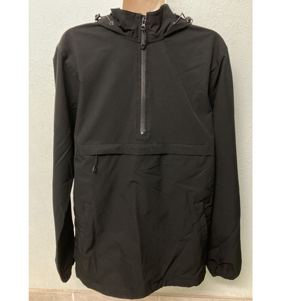Swiss Tech Men's Small 1/4 Zip Windbreaker Black Light Rain Coat Jacket Pockets